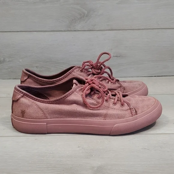 Frye Womens Pink Gia Canvas Lace Up Sneakers shoes sz 9M